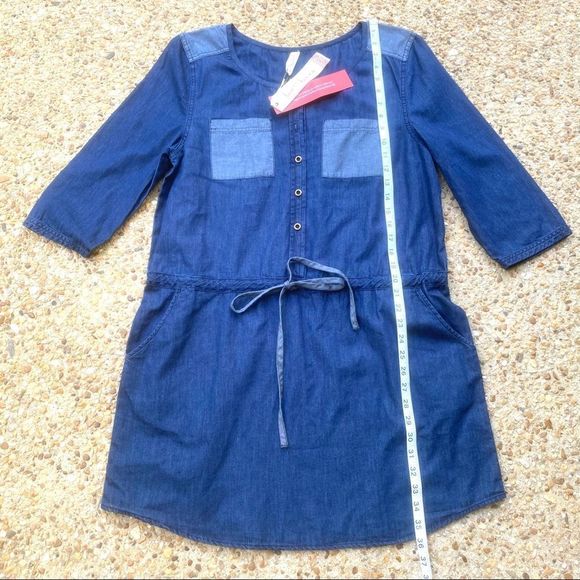 NWT Love, Hanna Jean Chambray Denim Dress L - Picture 3 of 11